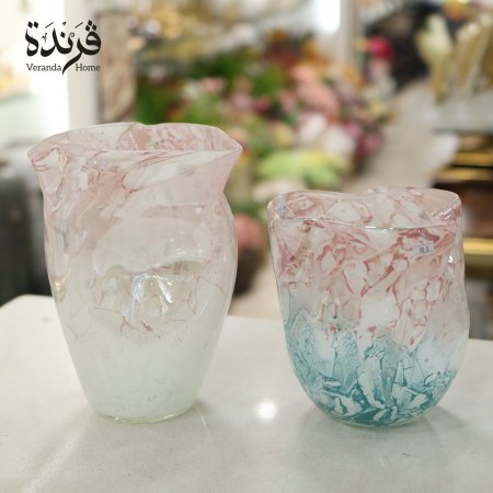 مزهرية زجاج الماني مموج